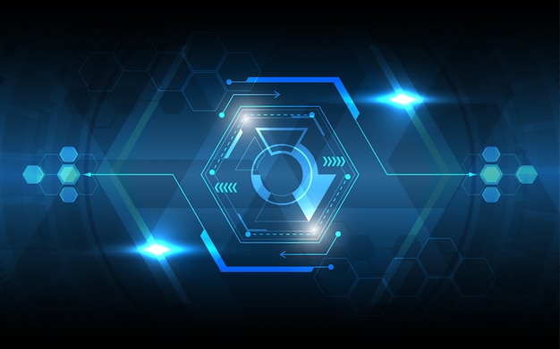 Hexagonal circuit abstract technology background