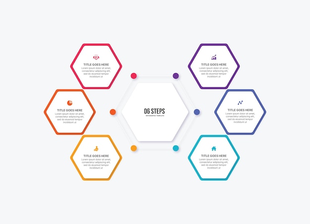 Hexagonal cycle business infographic design template with 6 data points