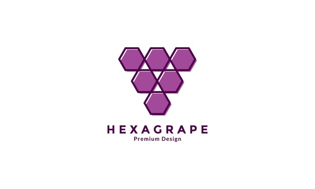 Hexagonal grape shape logo design vector icon symbol illustration