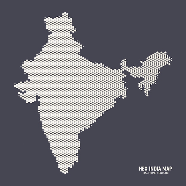 Hexagonal Halftone India Map Technology Abstract Background