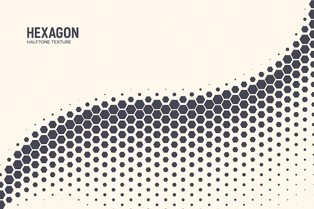 Vector hexagonal halftone pattern geometric curved oscillation wave abstract background