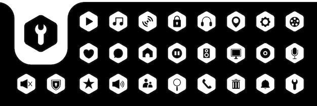 Vector hexagonal icon set collection design vector