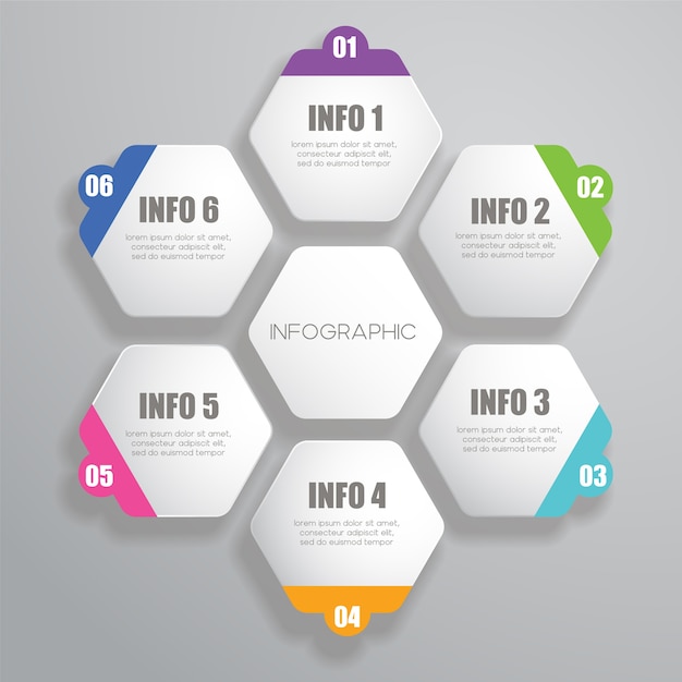 Hexagonal infographic design template