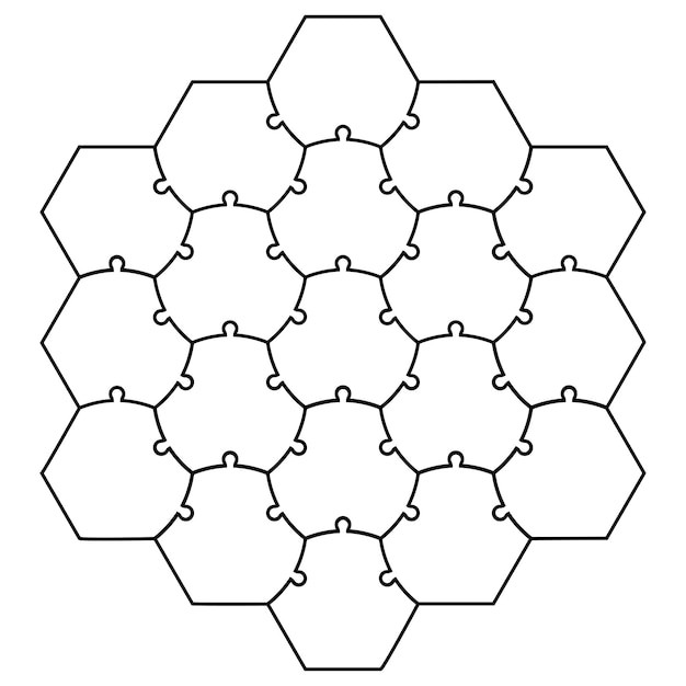 Hexagonal jigsaw puzzle template puzzle vector puzzle form a honeycomb