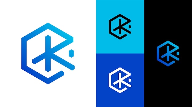 Hexagonal K Monogram Business Logo Design Concept