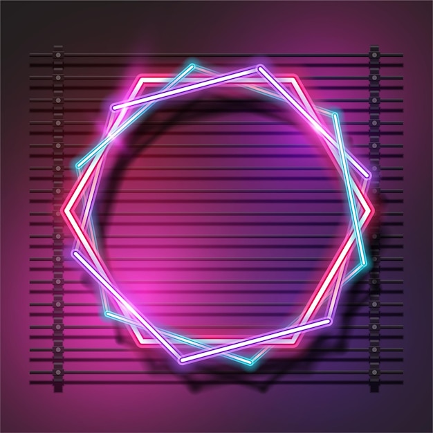 Hexagonal neon banner design