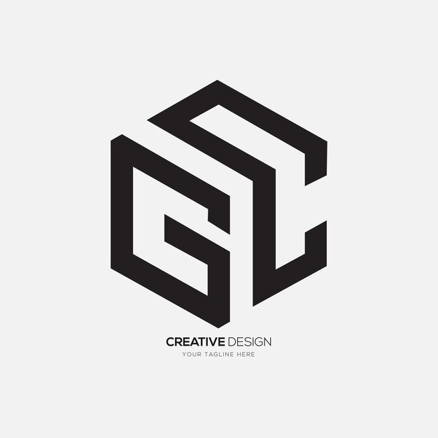 Hexagonal pattern unique shape letter Gc creative line shape monogram elegant logo