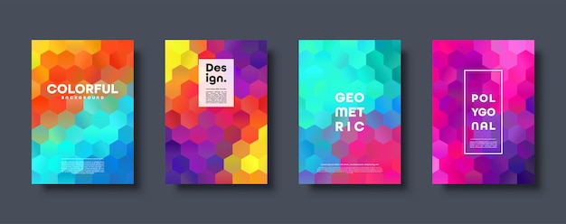 Hexagonal polygonal abstract background colorful triangle gradient design low poly hexagon shape