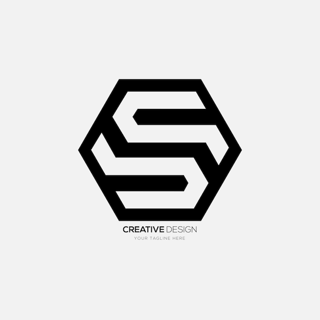 Vector hexagonal shape letter s with negative space monogram logo