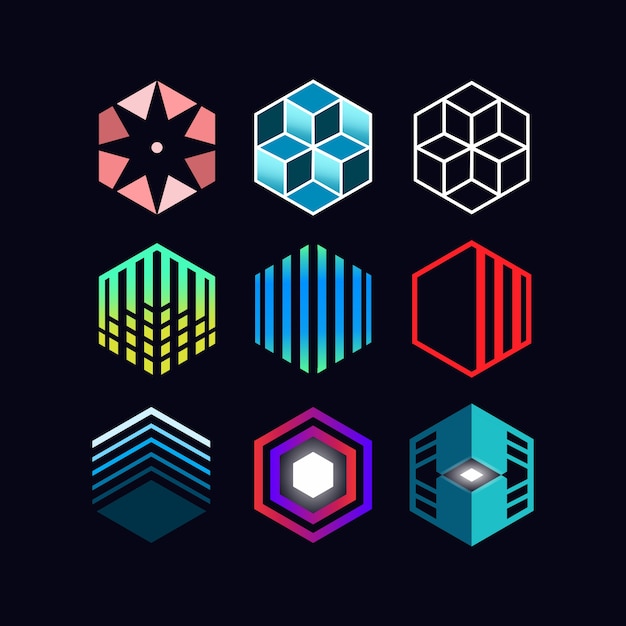 Vector hexagonal shapes set