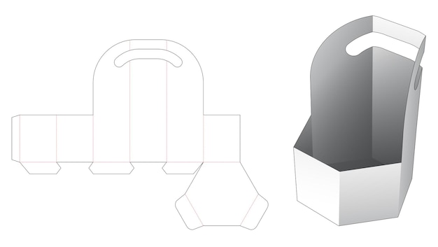 ハンドルダイカットテンプレート付き六角形スナックトレイ