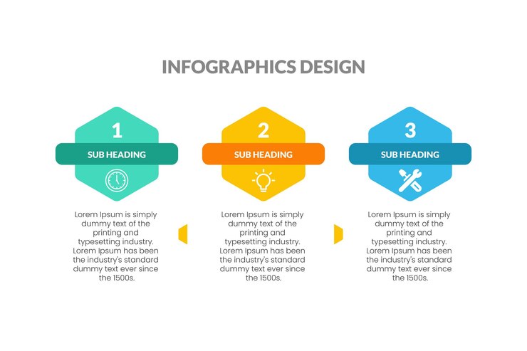 Vector hexagonal style three steps business infographic template