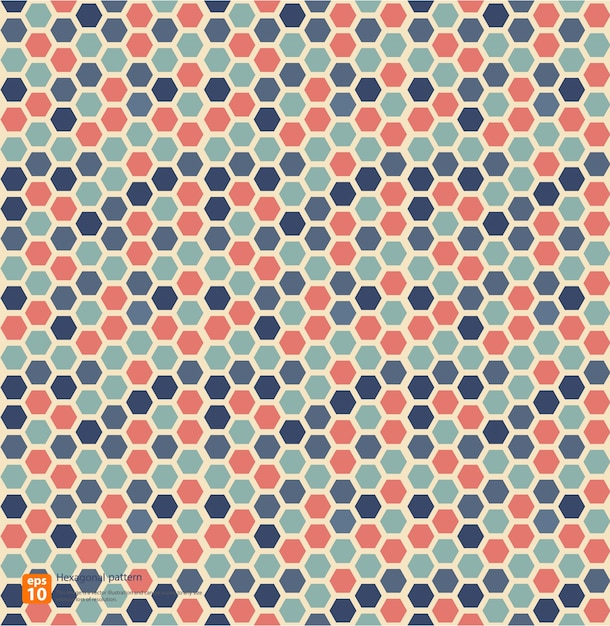 Hexagonal vintage colorful pattern geometric abstract background in retro style