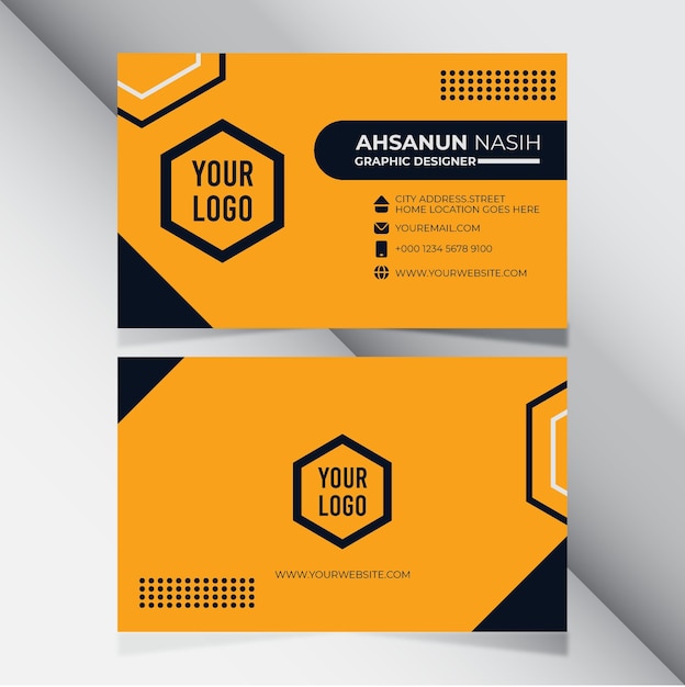 HEXAGONAL YELLOW BLACK BUSSINES CARD ABSTRACT ELEGANT