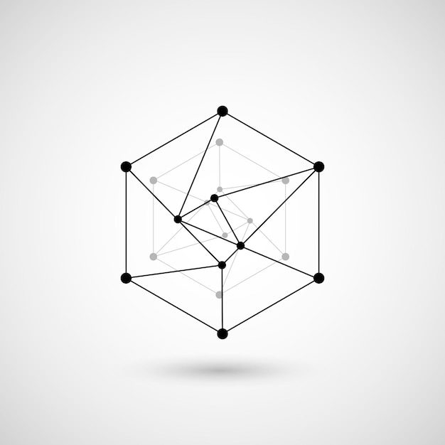 Hexagons genetic science chemical carcass Vector connection and social network Concept with lines and dots Hexagon science technology icon