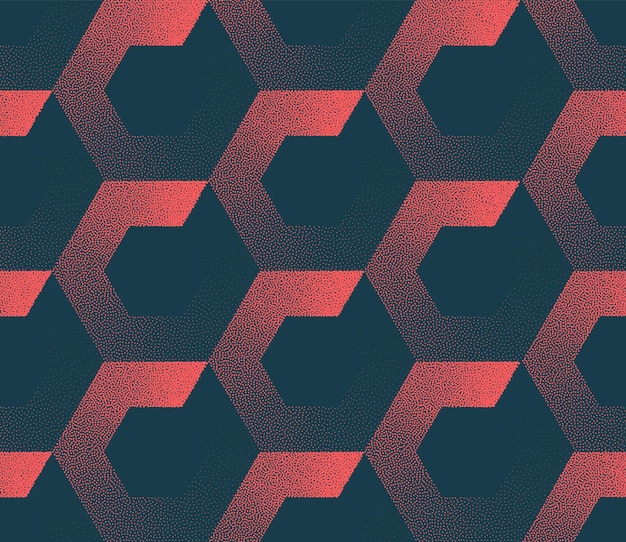 Vector hexagons grid futuristic seamless pattern trendy vector red abstract background