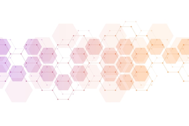 Hexagons pattern background. Genetic research molecular structure. Chemical engineering