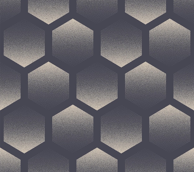 Hexagons stipple geometric seamless pattern vector trendy abstract background