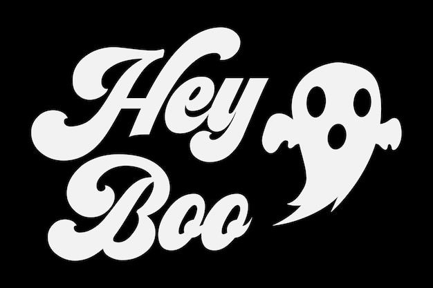 Hey boo retro groovy funny halloween tshirt design