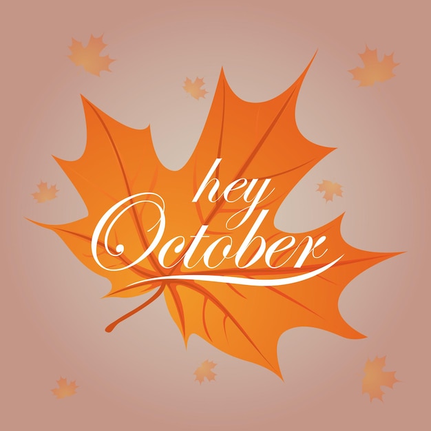 Hey oktober op herfstblad premium vectorillustratie