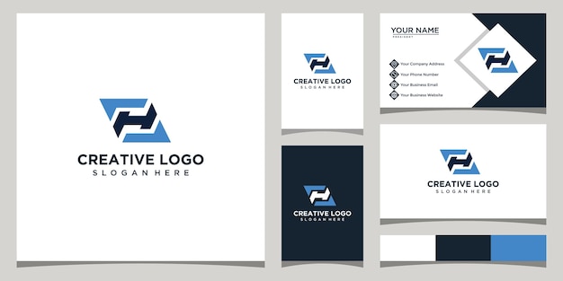 HF design letter logo template with business card