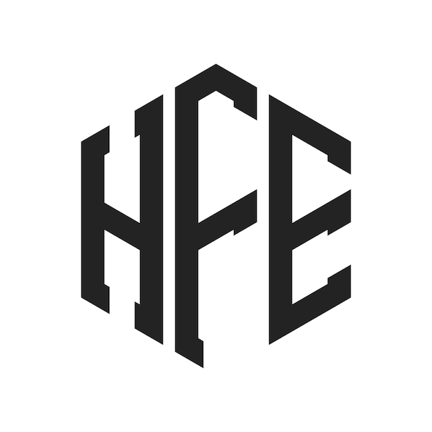ロゴ デザイン HF 文字 HF モノグラム ロゴ ヘクサゴンの形を用いた
