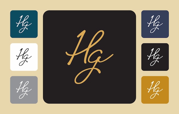 Hg H g initieel handschrift Hg initieel handschrift handtekening logo sjabloon vector hand belettering voor ontwerpen of voor identiteit