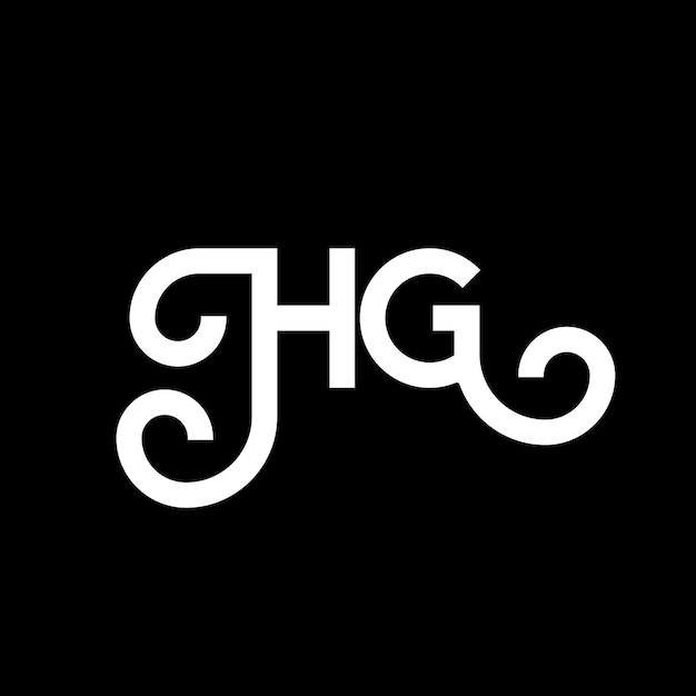 ベクトル 黒い背景のホワイト・レター・ロゴデザイン (hg logo design)