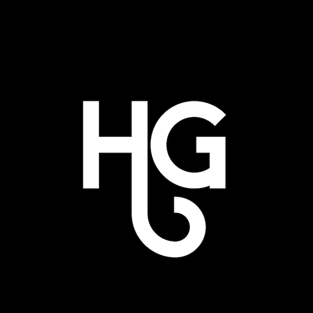 ベクトル 黒い背景のホワイト・レター・ロゴデザイン (hg logo design)