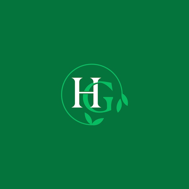 Hg monogram logo with dark green background