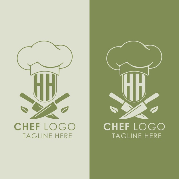 Вектор Первоначальная монограмма hh для логотипа шеф-повара с творческим стилем дизайна