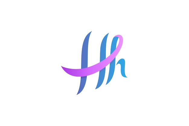 Logo della lettera hh con design 3d in sfumatura di colore viola e blu