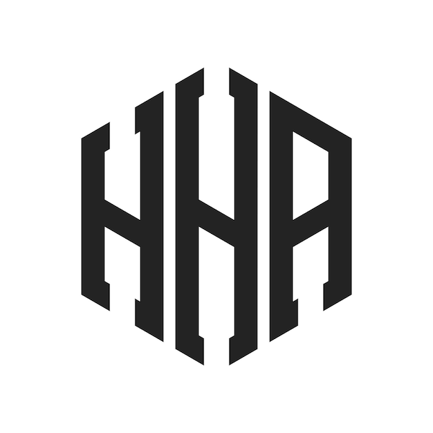 HHAのロゴデザイン: HHAのイニシャルレターHHAのモノグラムヘクサゴンの形を用いたロゴ