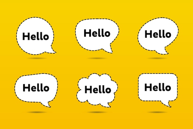 Hi hello banner speech bubble poster and sticker concept with text hello white bubble message