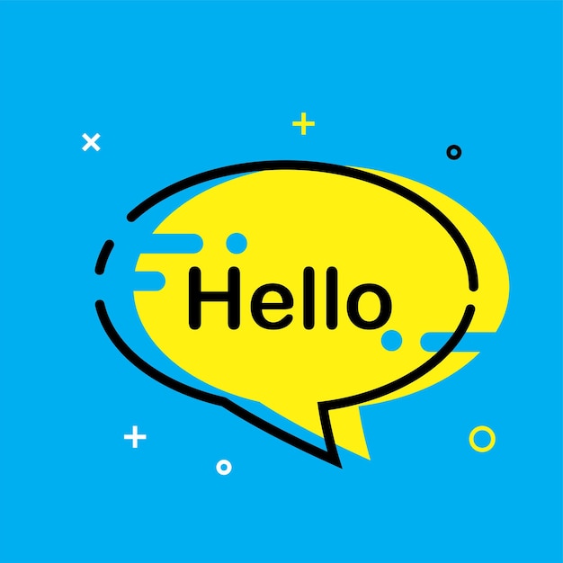 Hi hello banner speech bubble poster and sticker concept with text hello