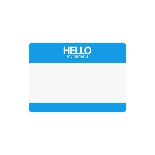 hi my name is blue flat sticker on a white background vector