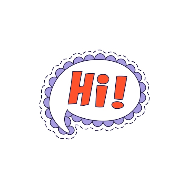 Hi speech bubble bright hipster sticker