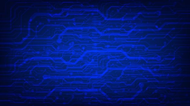 Vector hi tech digital technology circuit board ai pad and electrical lines on blue lighting background