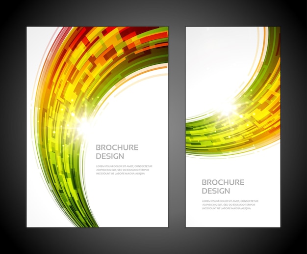 Hi tech green circle geometric innovation dynamic flow brochure booklet set design template vector