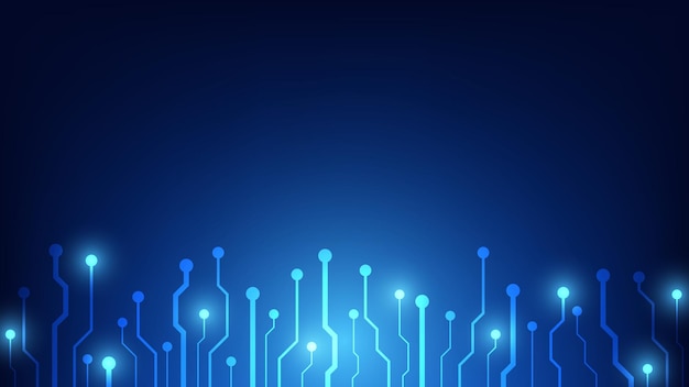 Vector hi tech technology background. circuit board with blue lighting and copy space