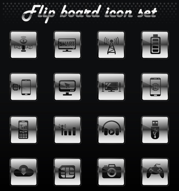 Hi tech vector flip mechanical icons for user interface design
