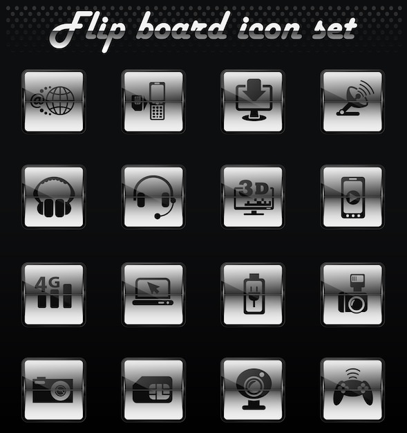 Hi tech vector flip mechanical icons for user interface design