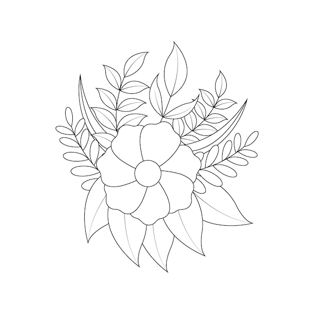 Vector hibisceae bloem bloemmotief zwart-wit afbeelding grafisch ontwerp vector