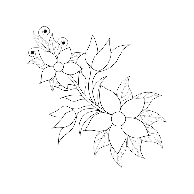 Hibisceae Bloem Bloemmotief Zwart-wit afbeelding grafisch ontwerp vector