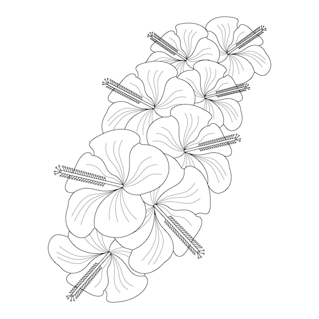 Hibiscus bloem kleurplaat van boek doodle lijn kunst bloem schets met vectorafbeelding