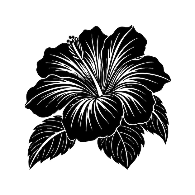 Hibiscus Flower Silhouette Vector | Premium AI-generated vector