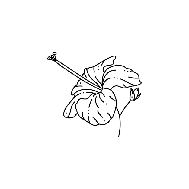 Fiore di ibisco in uno stile di rivestimento minimalista alla moda. illustrazione vettoriale di fiori tropicali per la stampa su t-shirt, web design, saloni di bellezza, poster, creazione di un logo e modelli