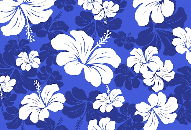 Vector hibiscus flowers and leaves pattern hawaiian seamless pattern hawaiian aloha shirt fabric textile