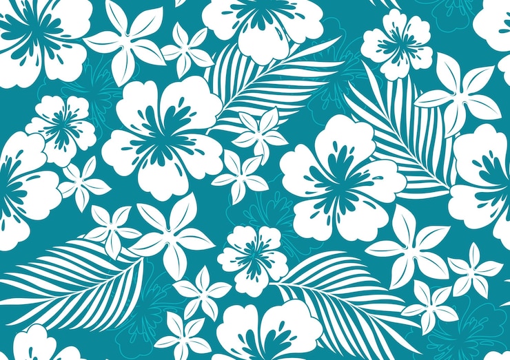 Vector hibiscus hawaii seamless pattern.