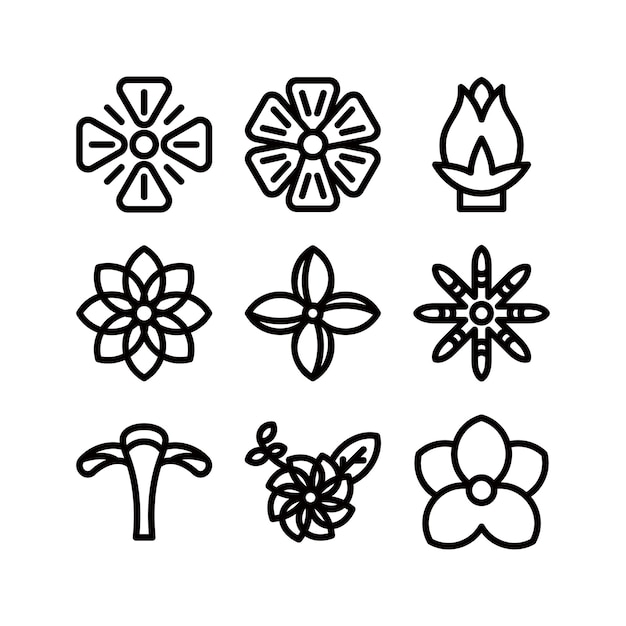 ヒビスカスのアイコン またはロゴ 孤立したサイン シンボル ベクトルイラスト 高品質のブラック スト